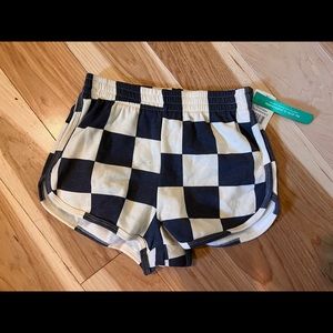 Stitch and pine grey checkered fleece shorts XS